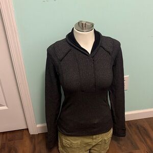 Lululemon Think Fast Pullover in heathered herringbone black size 4